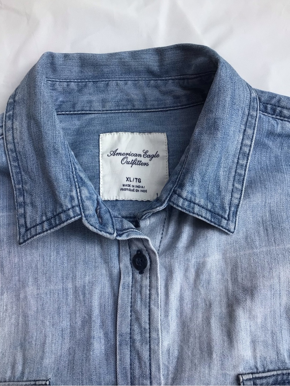 American Eagle Outfitters Faded Blue Denim Shirt - Picture 2 of 11